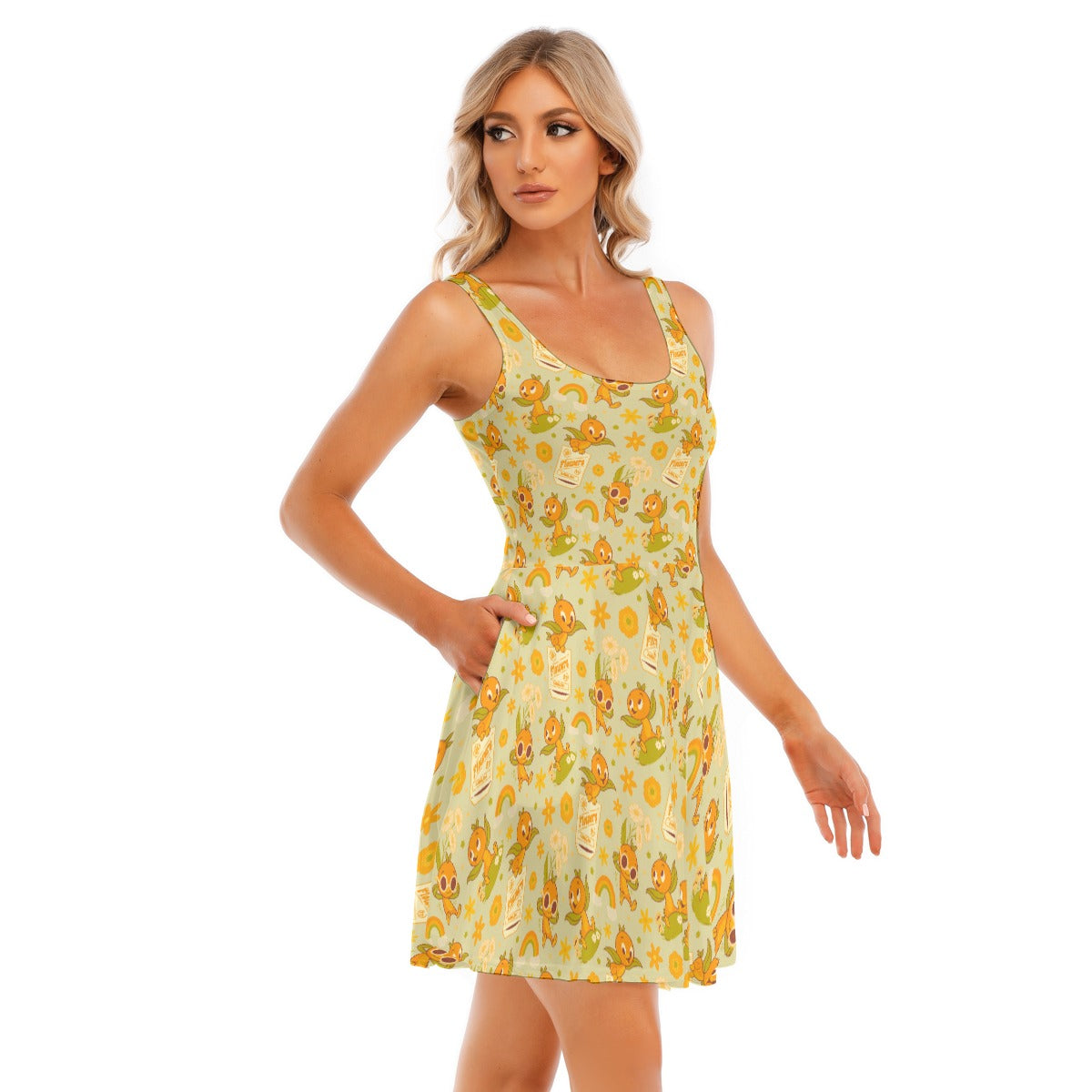 Vintage Citrus Garden - Women's Sleeveless Pocket Skater Dress