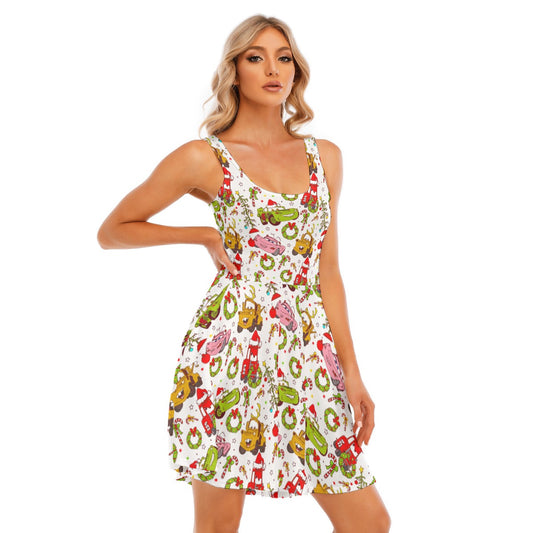 Holiday Race Day - Women's Sleeveless Pocket Skater Dress