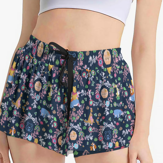 Garden Whimsy - Hundred Acre Blooms - Women's Flowy Pocket Shorts