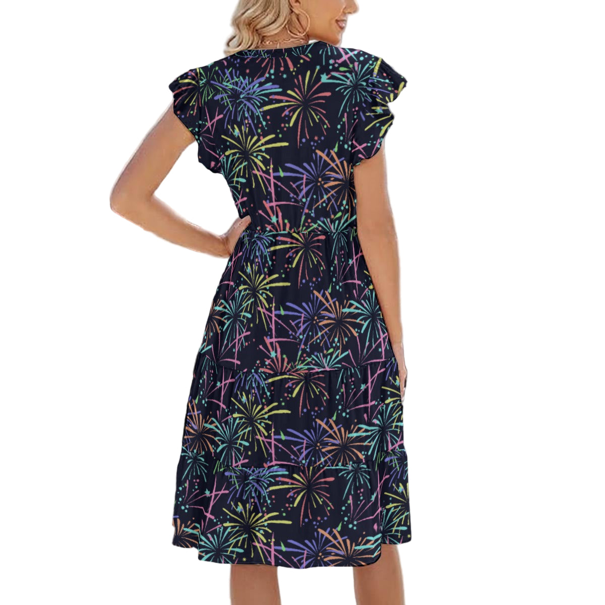 Fireworks - Women's Tiered Pocket Midi Dress