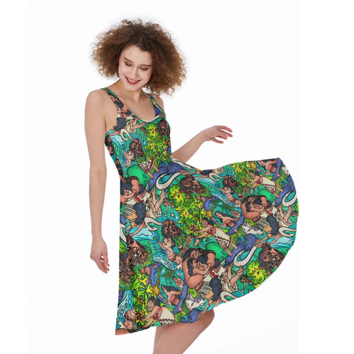 Ocean Voyager Storybook Scenes - Pocket Midi Skater Dress