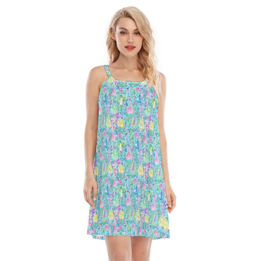 Bright Tropical Princess - Royal Garden Mashup - Women’s Adjustable Sundress