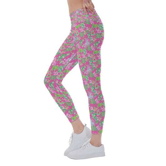 Bright Tropical Vibes - Watermelon Mouse Duo - Women's Yoga Leggings