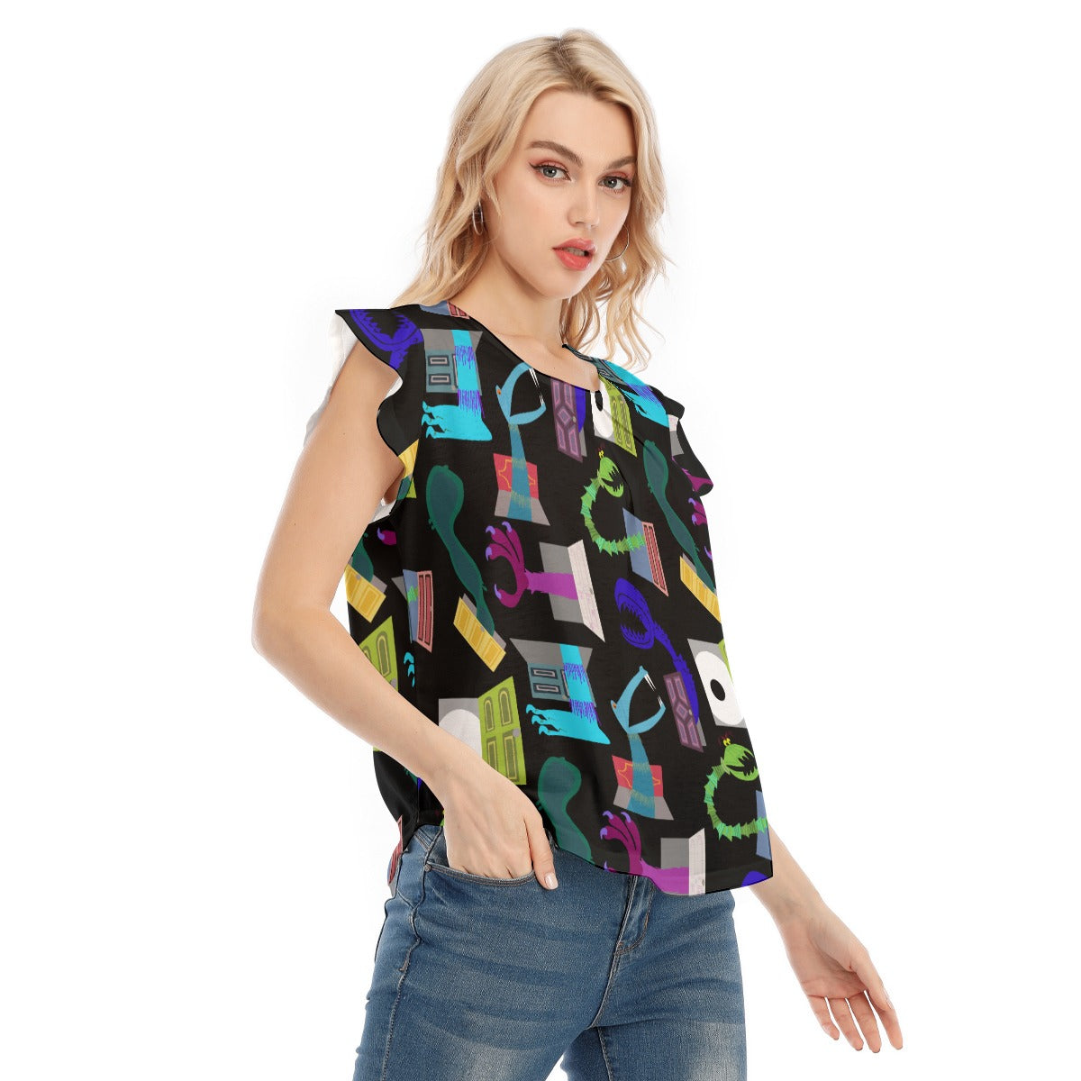 Monsters in Closets - Women’s Flutter Sleeve Top