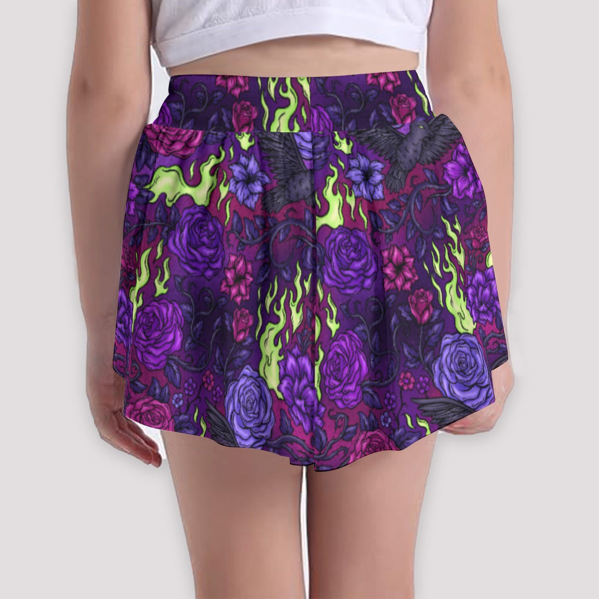 Fairytale Florals - Dark Enchantress - Girls’ Flowy Pocket Shorts