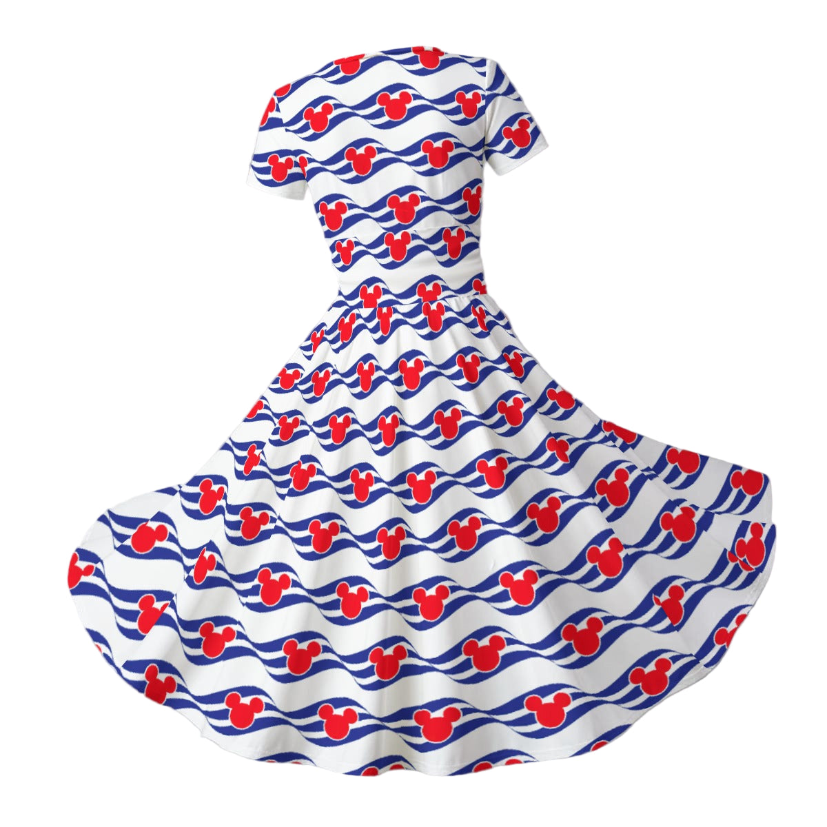 Nautical Cruise Logo Print - Women's V-Neck Ruched Midi Dress