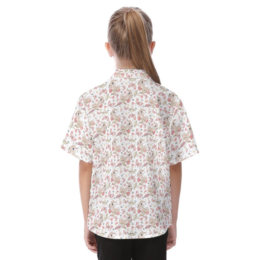 Woodland Bunny Cottagecore - Kid's Hawaiian Button Up Shirt