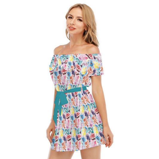 Floral Emotions - Women's Off-shoulder Ruffle Dress