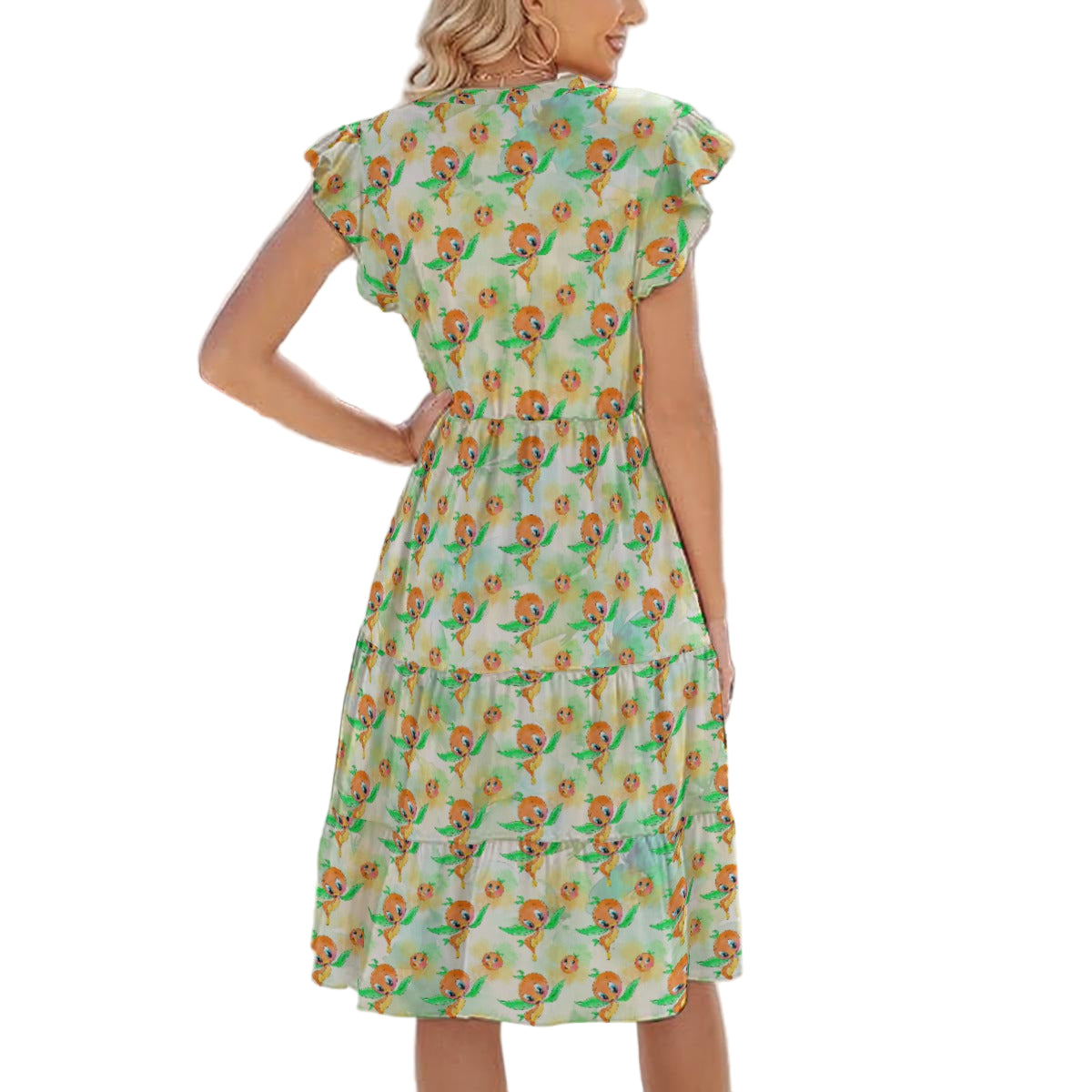 Sunny Citrus Thoughts - Women's Tiered Pocket Midi Dress