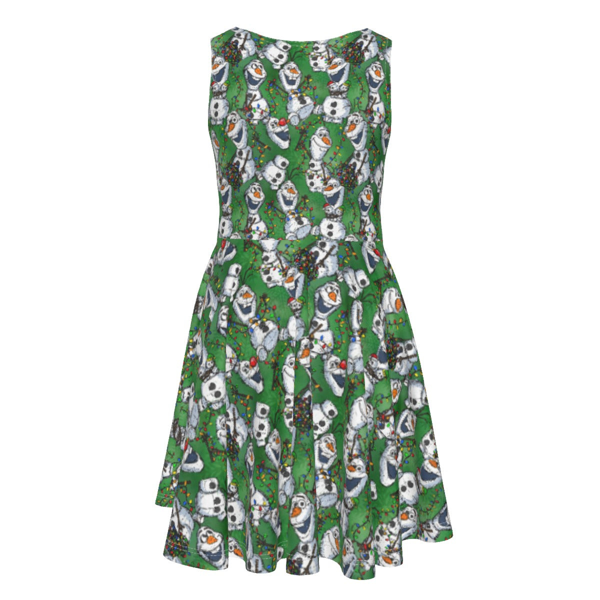 Sketched Snowman Christmas - Kid's Sleeveless Skater Dress