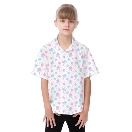 Pickleball Court Spin - Kid's Hawaiian Button Up Shirt