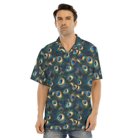 Animal Print - Peacock - Men's Hawaiian Button Up Shirt