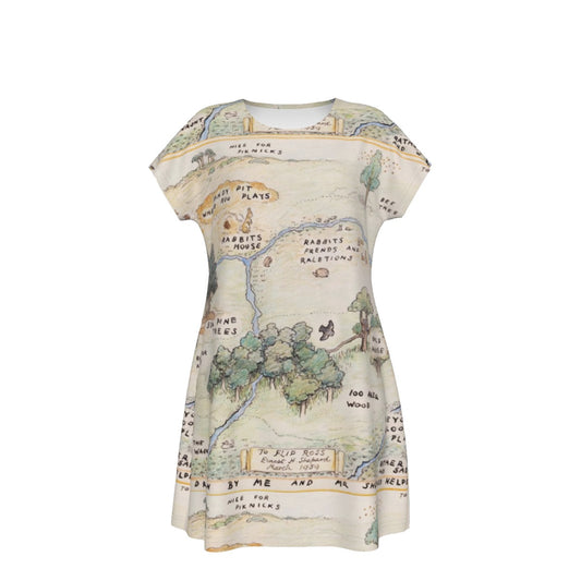 Hundred Acre Map - Women's T-Shirt Dress