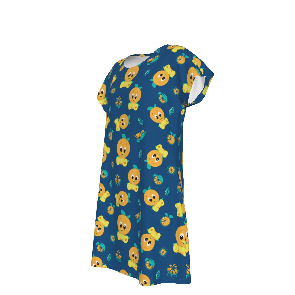 Cheerful Citrus Bird - Women's T-Shirt Dress