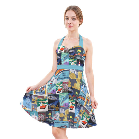Vintage Tomorrow Ride Posters - Women's Halter Vintage Pocket Dress