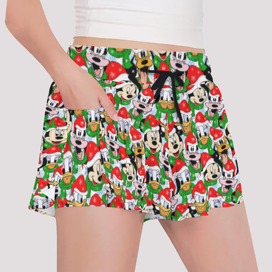 Mouse Friends in Santa HatsHats - Girls’ Flowy Pocket Shorts