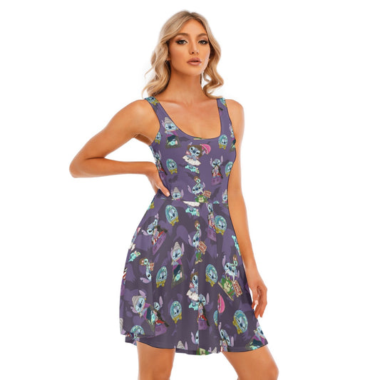 Haunted Alien Portraits - Women's Sleeveless Pocket Skater Dress