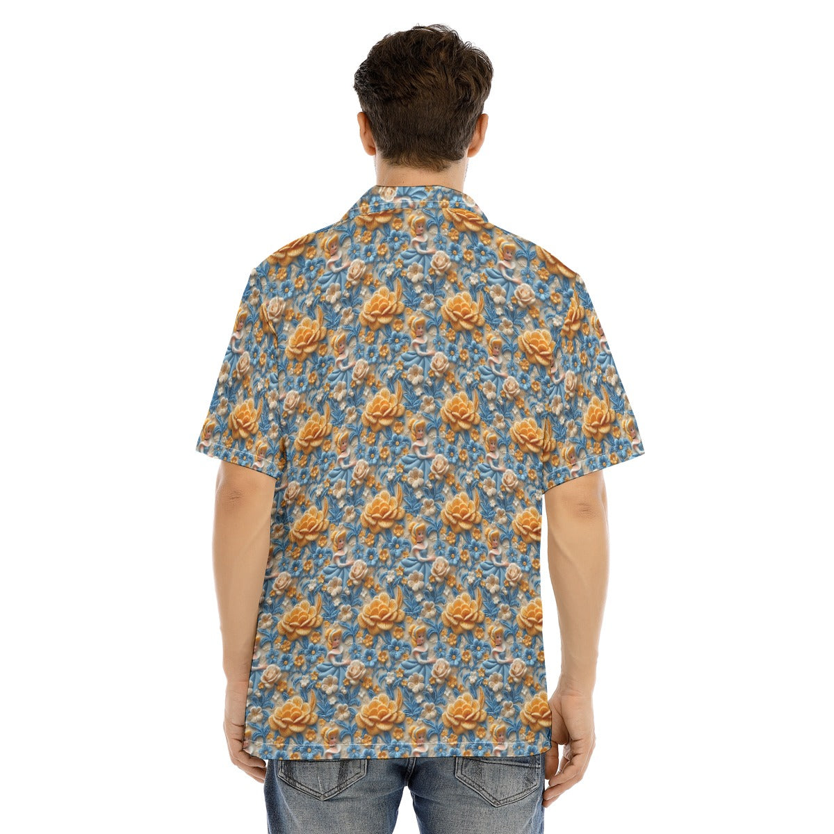 Regal Embroidered Cinderella - Men's Hawaiian Button Up Shirt
