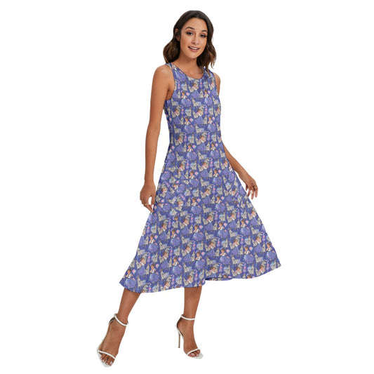 Whimsical Strong Heroine - Women’s Diagonal Pocket Midi Dress