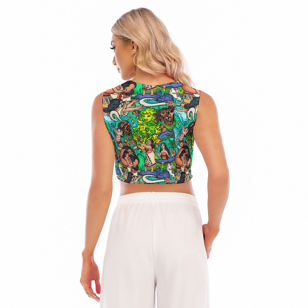Ocean Voyager Storybook Scenes - Women’s Sleeveless Cropped Tee