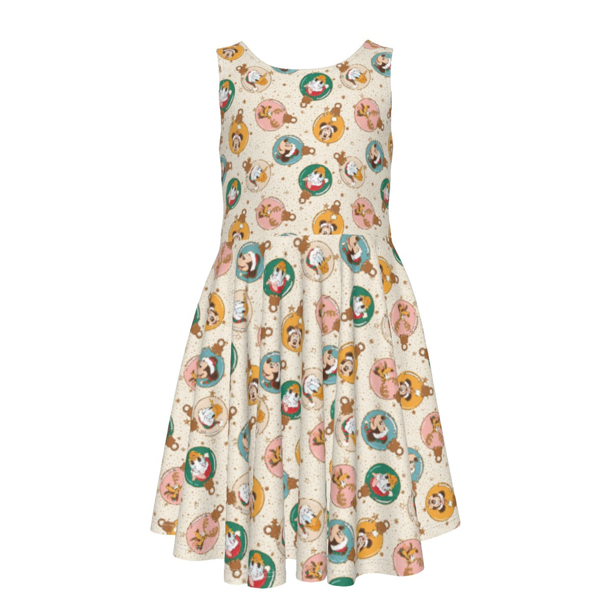 Golden Holiday Baubles - Kid's Sleeveless Skater Dress