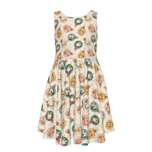 Golden Holiday Baubles - Kid's Sleeveless Skater Dress