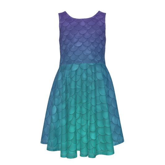 Dreamy Mermaid Scales- Kid's Sleeveless Skater Dress