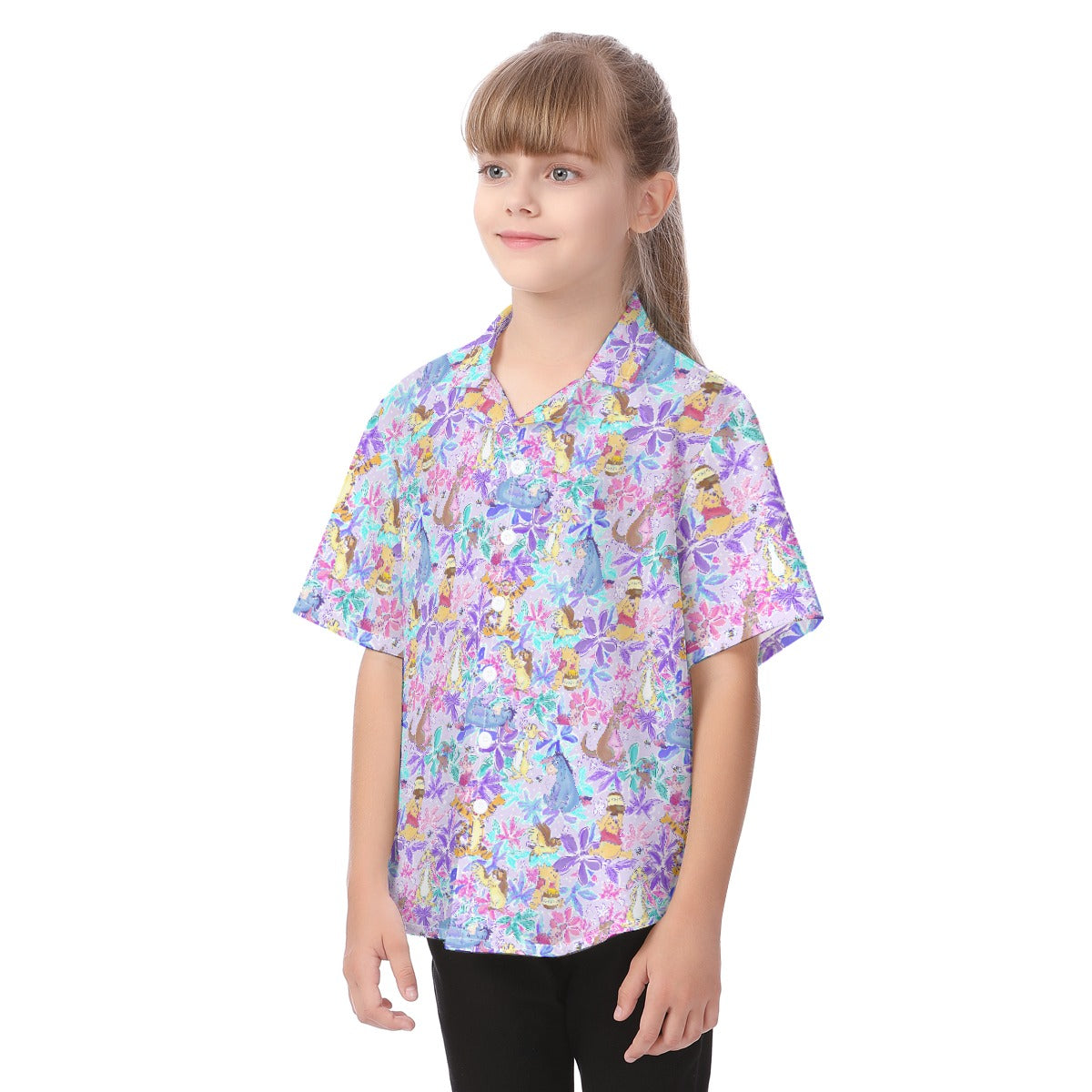 Storybook Friends in Bloom - Kid's Hawaiian Button Up Shirt