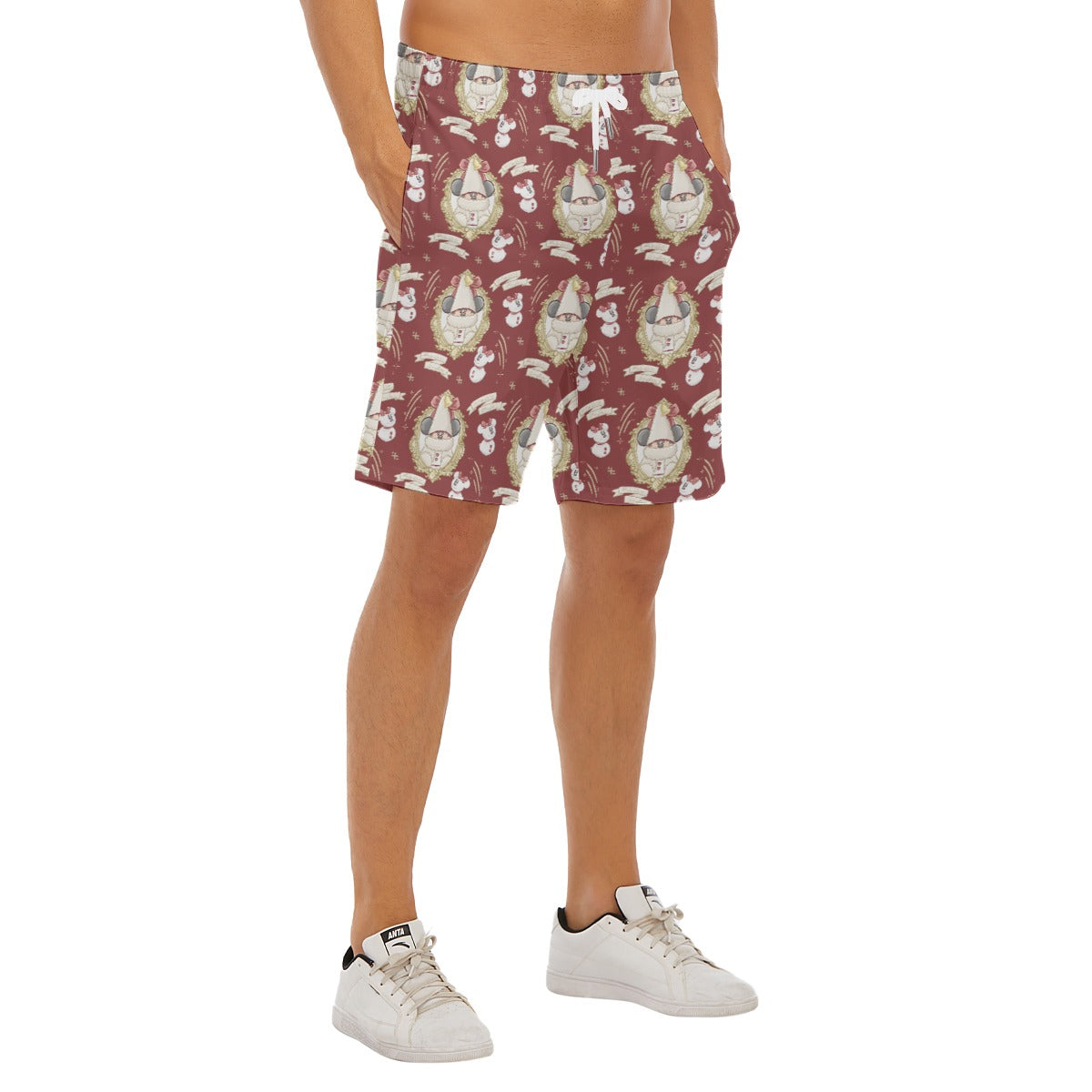 Mouse and Bow Snow Gnomes - Men’s Pocket Beach Shorts