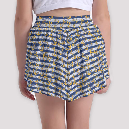 Nautical Mouse Ear Anchors - Girls’ Flowy Pocket Shorts