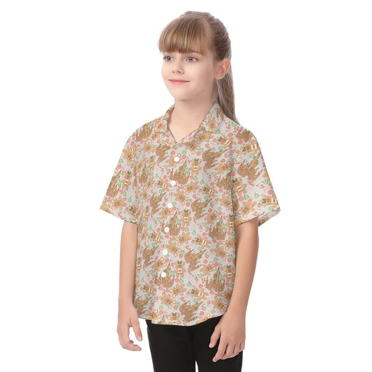 Festive Gingerbread Treats - Kid's Hawaiian Button Up Shirt