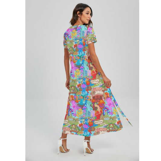 Element City Scene Collage - Women's V-Neck Side Split Maxi Dress