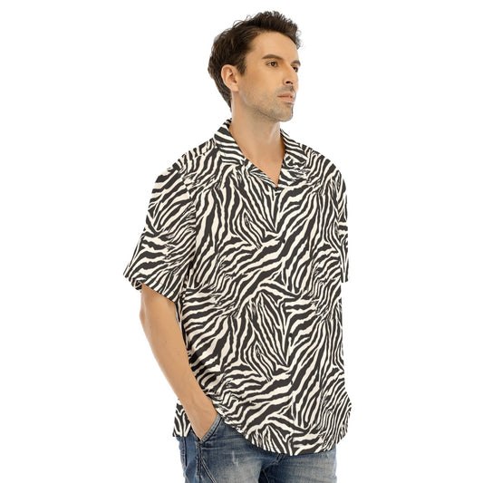Animal Print - Zebra - Men's Hawaiian Button Up Shirt