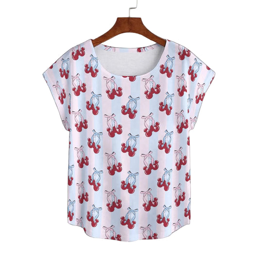 Cherry Ear Bows - Women’s Relaxed Fit Scoop Tee