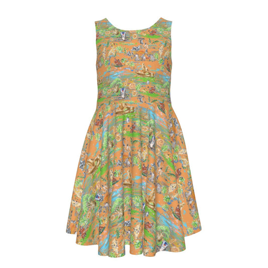 Simba’s Savanna Sunset - Kid's Sleeveless Skater Dress