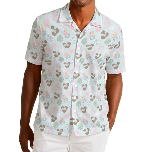 Pastel Island Treats - Men’s Cotton-Rich Button Up Shirt