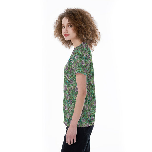 Fairytale Florals – Bayou Blooms - Women's Short Sleeve V-Neck T-Shirt