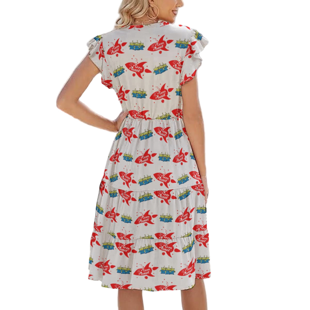 Galactic Rocket Party - Women's Tiered Pocket Midi Dress