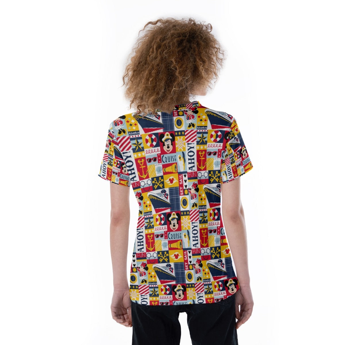Nautical Cruise Patchwork - Women's Short Sleeve V-Neck T-Shirt