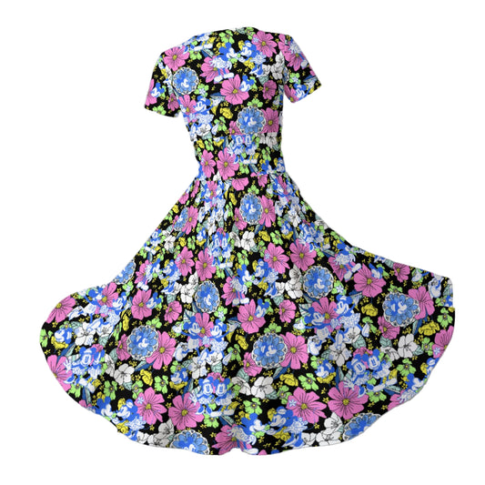 Garden Whimsy - Vintage Mouse Romance - Women's V-Neck Ruched Midi Dress
