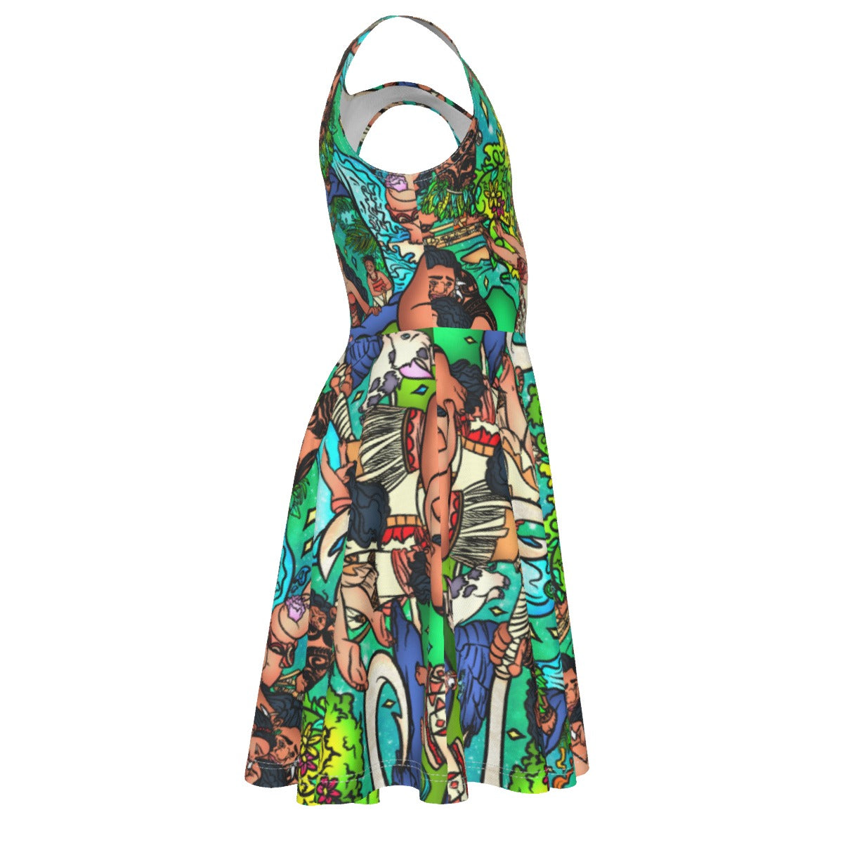 Ocean Voyager Storybook Scenes - Kid's Sleeveless Skater Dress