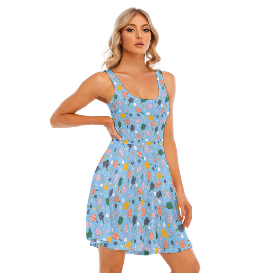 Pickleball and Cocktails - Women's Sleeveless Pocket Skater Dress