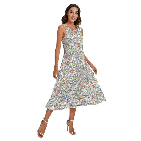 Sketch Autographs of Animated Toy Friends - Women’s Diagonal Pocket Midi Dress