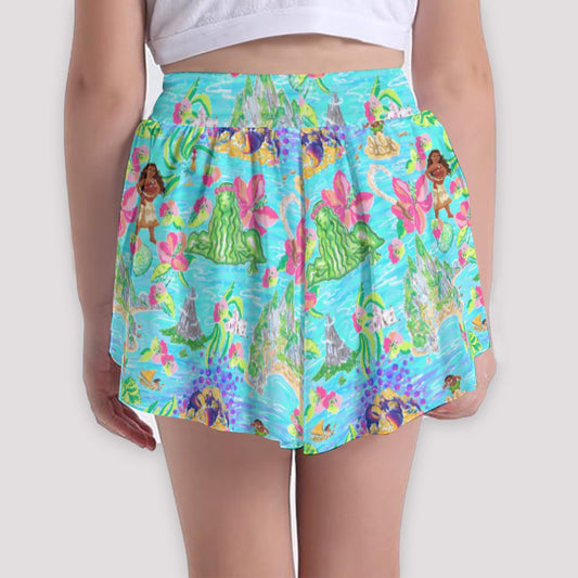 Tropical Island Paradise - Girls’ Flowy Pocket Shorts