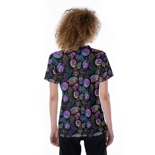 Watercolor Galactic Mandalas - Women's Short Sleeve V-Neck T-Shirt