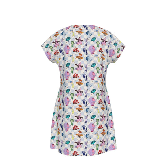 Blue Check Emotional Spectrum - Women's T-Shirt Dress