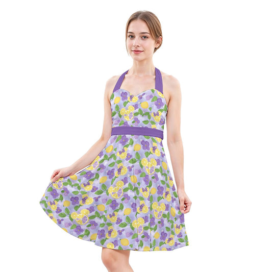 Vivacious Violet Lemonade - Women's Halter Vintage Pocket Dress