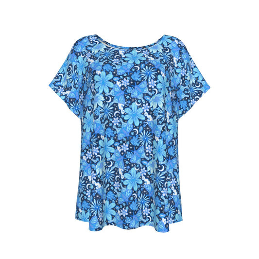 Blue Crystal Moths - Women’s Relaxed Fit Scoop Tee