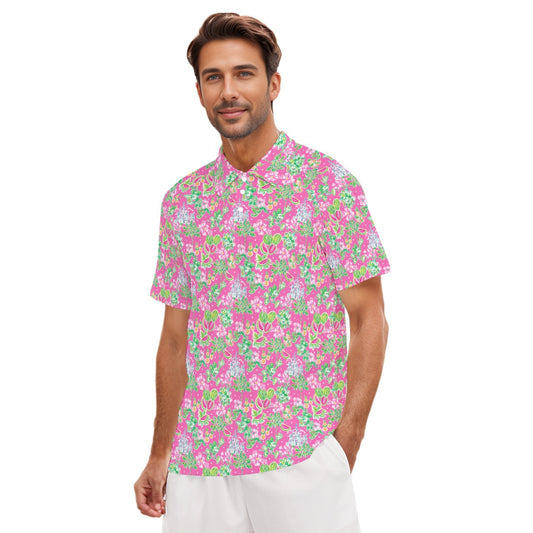 Bright Tropical Vibes - Watermelon Mouse Duo - Men's Polo Shirt