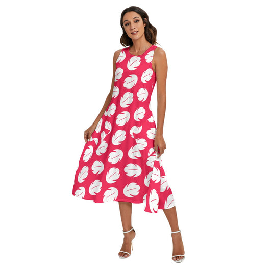 Island Leaf Print - Women’s Diagonal Pocket Midi Dress